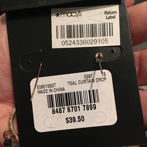 INC Teal Curtain Drop earrings - Picture 7 of 8